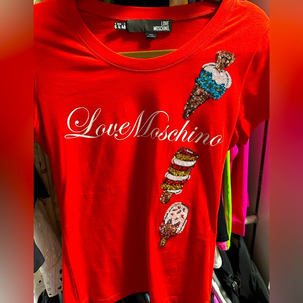 LOVE MOSCHINO Ice Cream Sequin T-shirt
